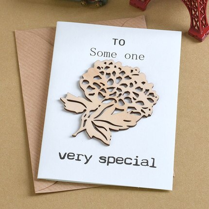 6pcs Mini Birthday Cards Wood Message Kids Party Greeting Cards: MINI-1910-12