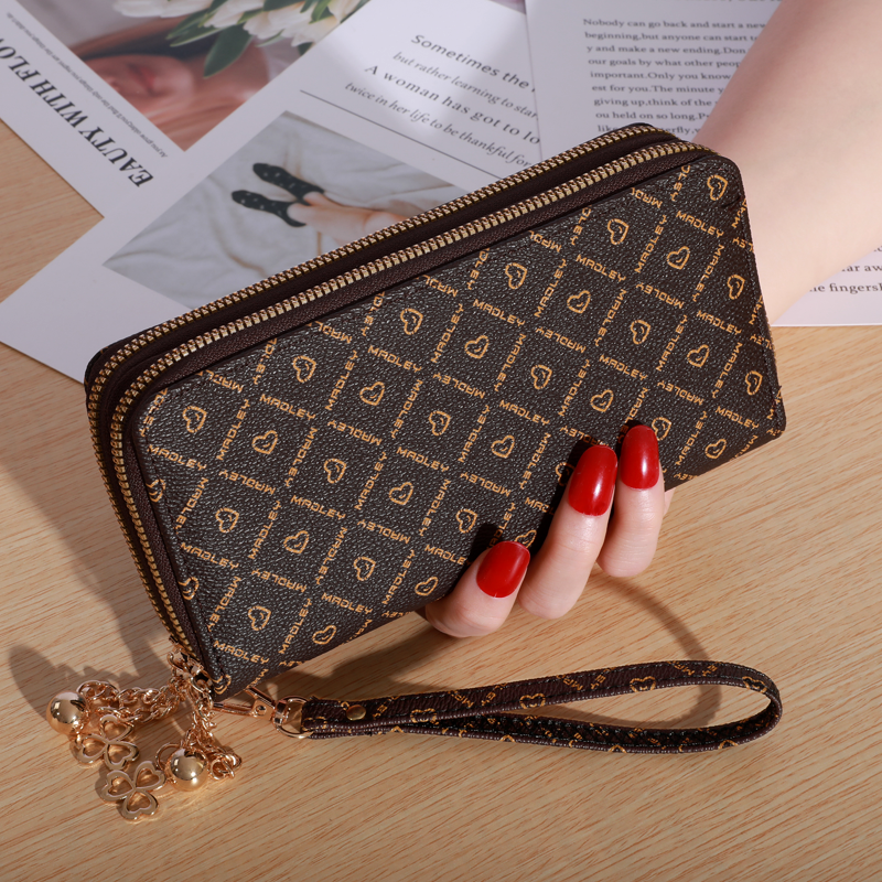 Einfache lange Brieftasche mit großem Fassung vermögen, Reiß verschluss aus Kunstleder, lässige multifunktion ale Clutch-Tasche