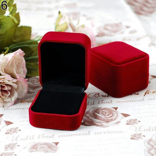 Sieraden Earring Ring Display Organizer Vierkante Deksel Open Box Case: Rood