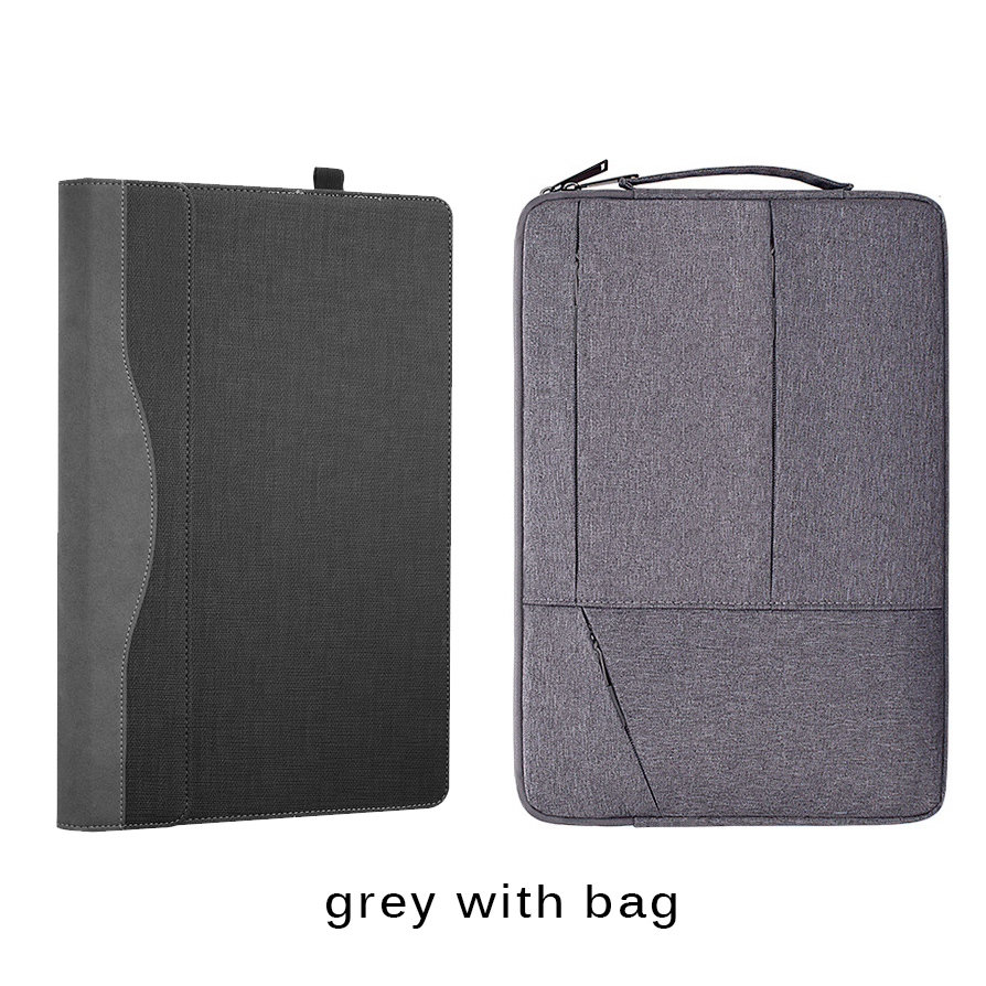 Detachable Case For Hp Pavilion 14" Laptop Sleeve Cover For Hp Pavilion X360 Convertible 14 Inch PU Leather Protective Case: grey with bag
