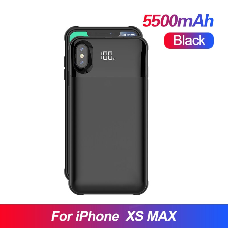 Battery Charger Case For iPhone 11 Case for iPhone 5S SE 6 6S 7 8 Plus X XR XS MAX Pro Portable Power Bank Charger: LED For XS MAX