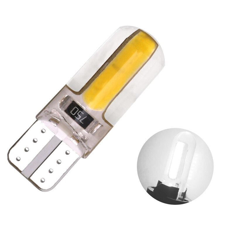 1PCS T10 Super Bright Silica Gel COB LED Bulbs Silicone Shell Auto Wedge Parking Lights Turn Side Lamps Signal Lights Car lights: White