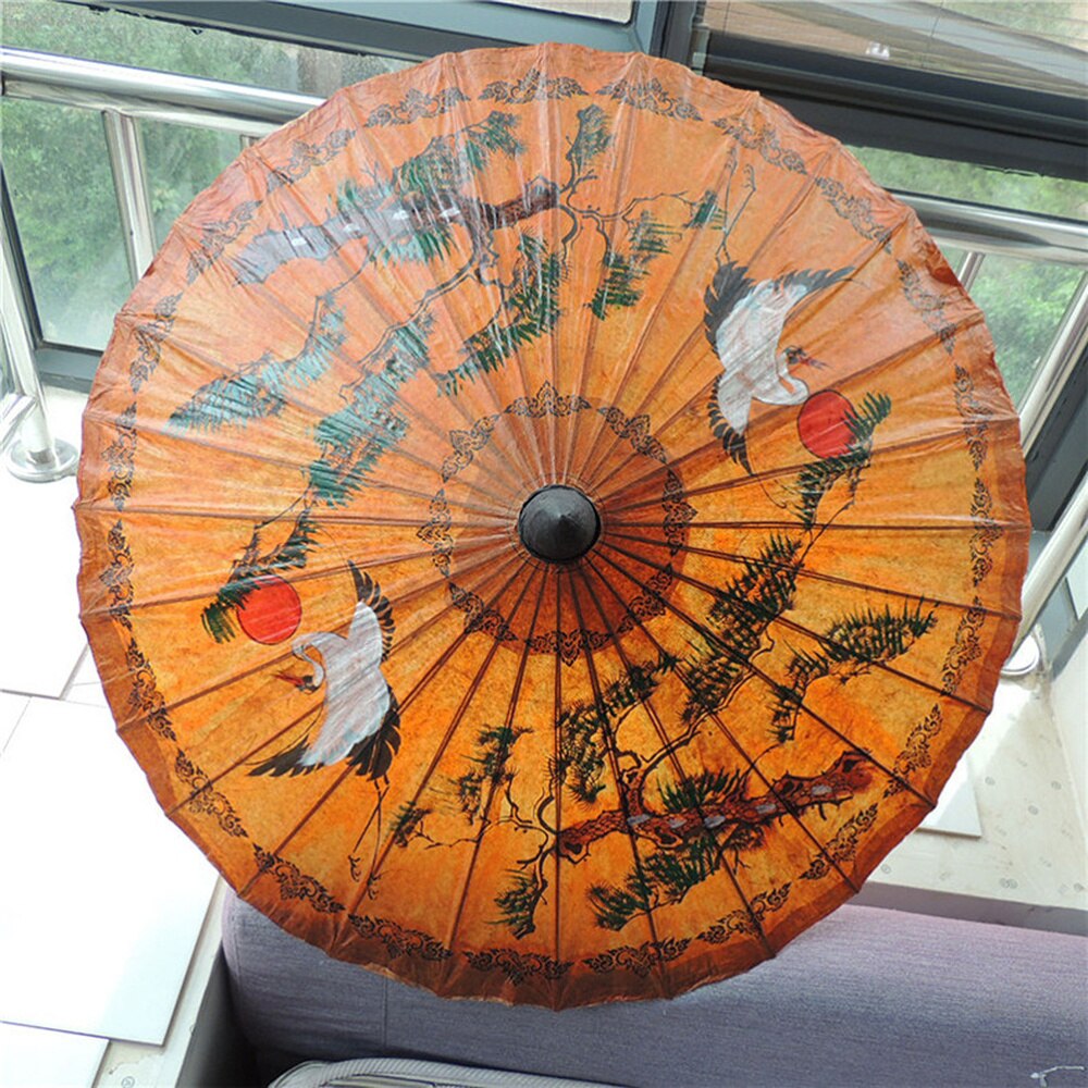 1pc Classic Hand-painted Oil-paper Umbrella Decorative Handmade Umbrella Oiled Paper Umbrella Crafts for Bar Store Tearoom Decor