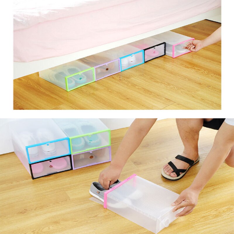 Verdickt kristall transparente farbe schuh Kasten PP kunststoff DIY klapp schublade schuh lagerung Kasten haushalt schutt lagerung A11342