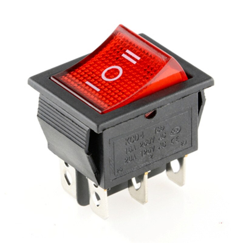 Interrupteur à Bascule KCD4 - Lot De 2, 4 Broches, Rouge - 16A/250V AC - Marche/arrêt Simple - 10