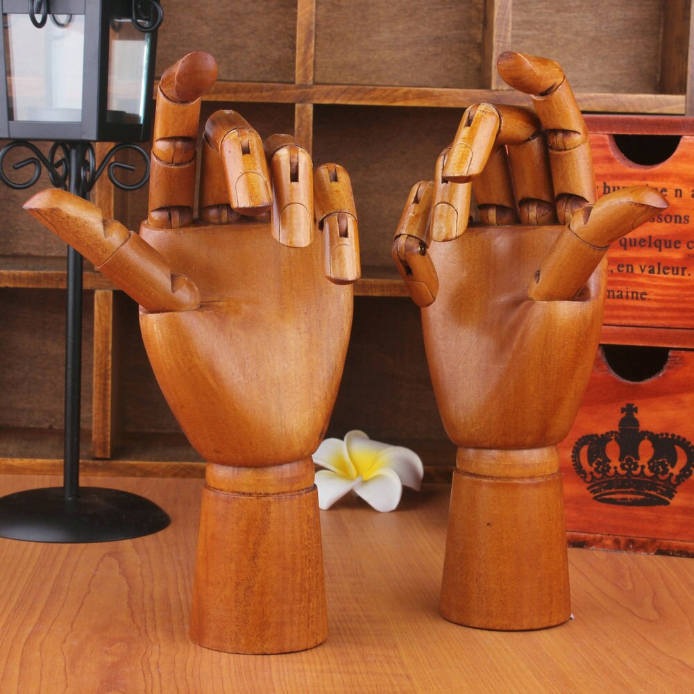 1 pair Flexible joints of wooden mannequin hands, Display props for jewelry, Man's hands