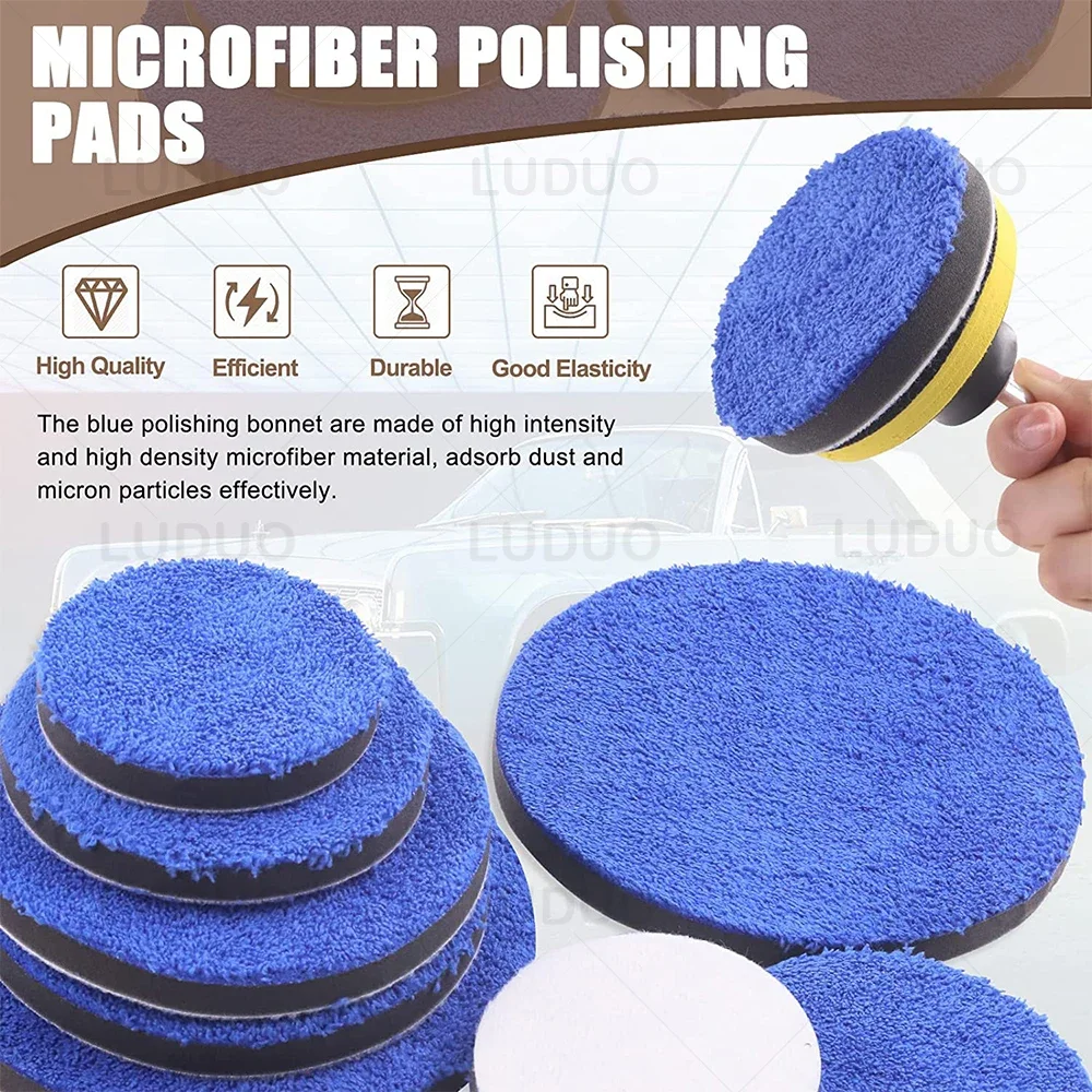 2/3/4/5/6/7 zoll Mikrofaser Polieren Pad Für Autos Körper Polnischen Wachs Puffer Pad waschen Reinigung Mikro Faser Polieren