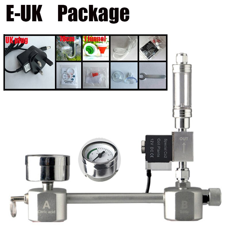 Akvarium  co2 regulatorsystem sett  co2 diffusorgenerator med ventilboble forstøver solenoid fisketank karbondioksid til planter: Euk