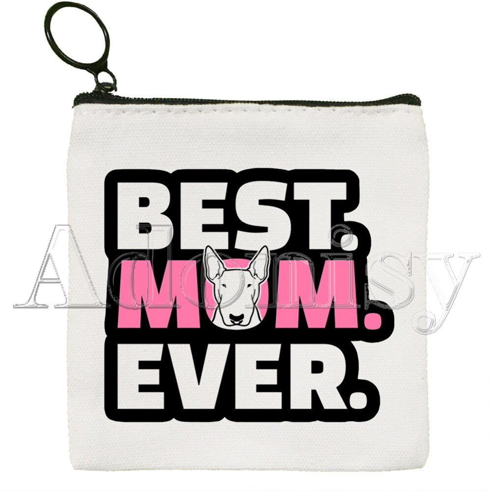 Bull Terrier borsa di tela borsa bianca pura, borsa con cerniera borsa portamonete pochette: H