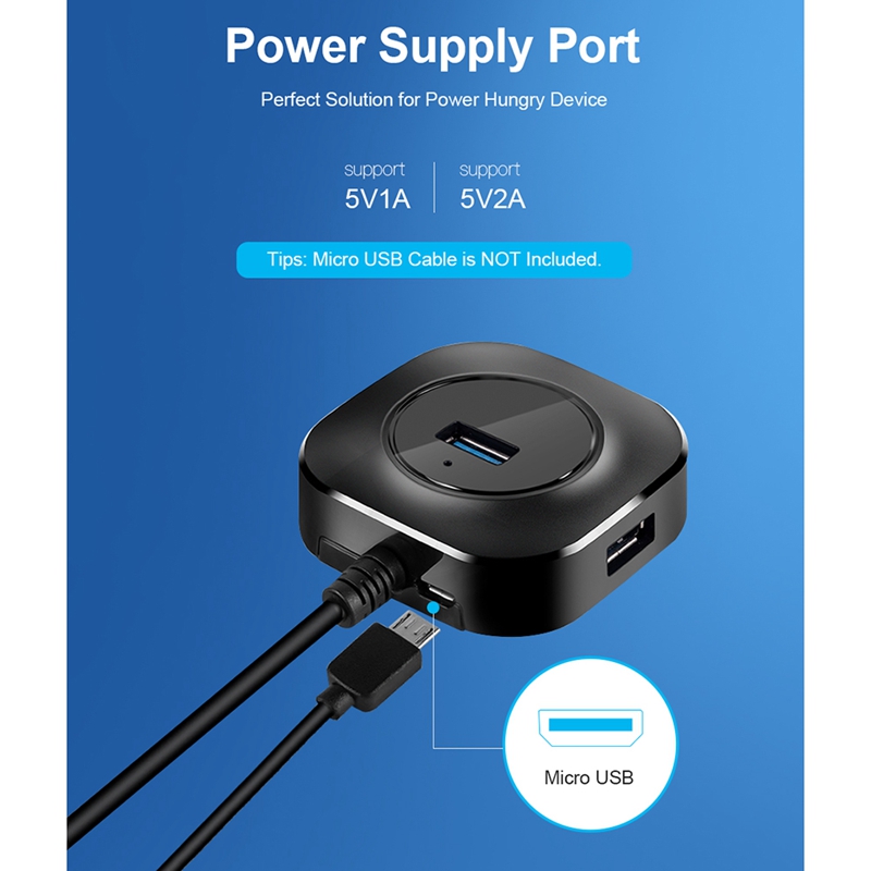 HUB USB 3,0 Multi USB 3,0, divisor de 4 puertos, Cable de 100Cm, Mini expansor de puerto USB múltiple para PC y ordenador