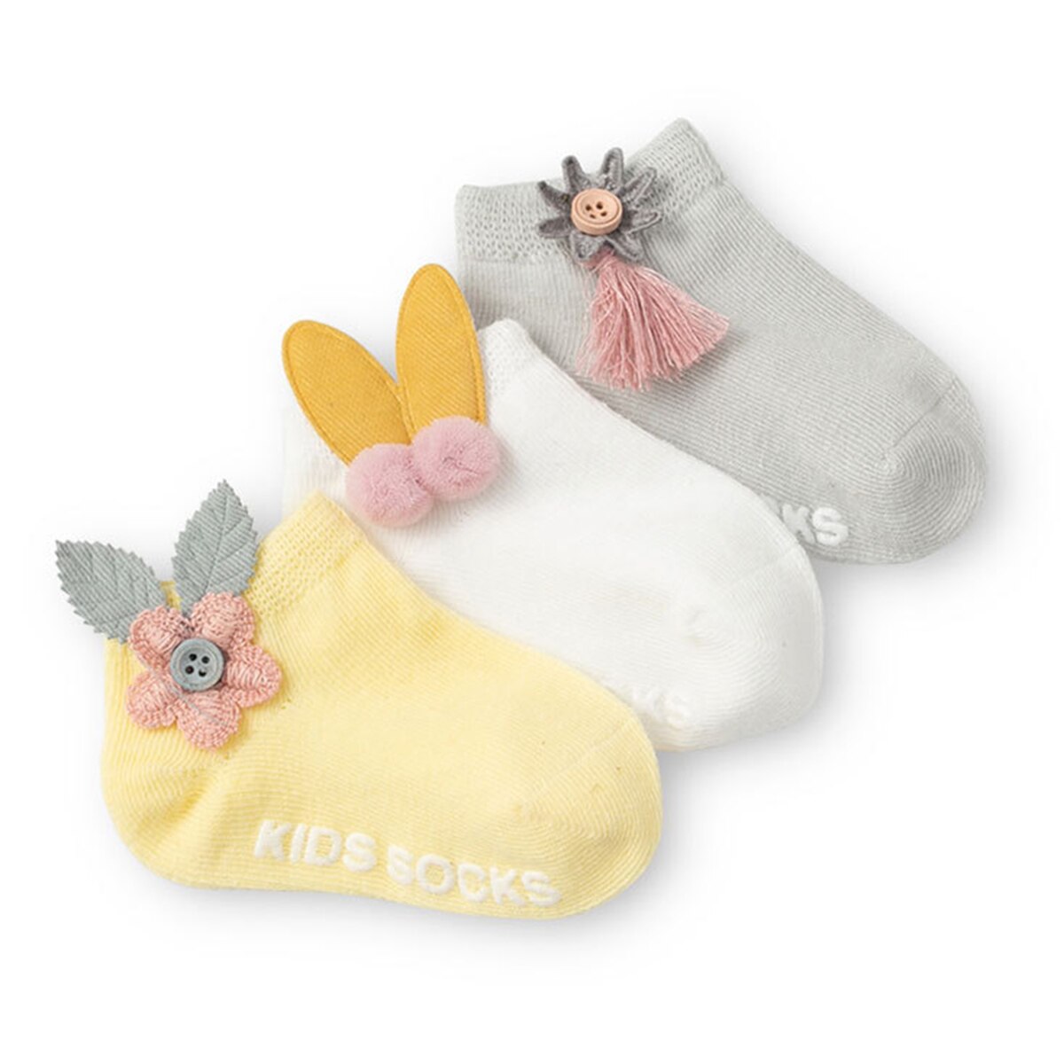 Herfst 3 Paren/set Baby Meisjes Jongens Sokken Leuke Mooie Anti-Slip Ademend Leuke Katoenen Dieren Mode Sokken Korte Buis sokken: B / 0-6M