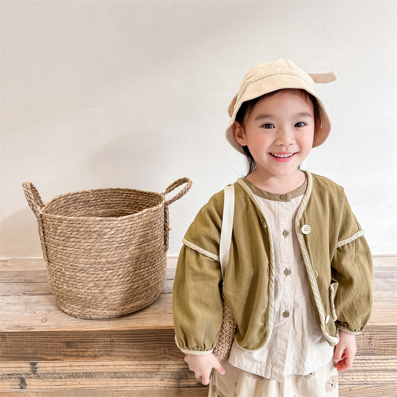 MILANCEL 2022 Spring New Kids Coat Girls Cardigan solido manica lunga ragazzi vestito in cotone lavato
