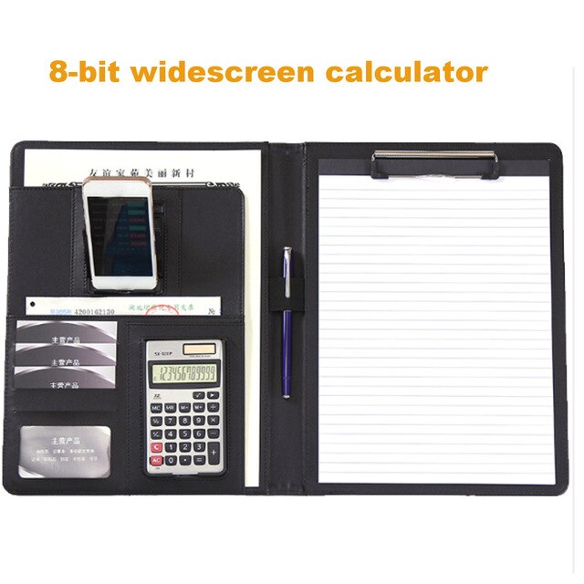 A4 PU Leather File Folder Job Executive Multifunction Office Organizer Planner Notebook School Office Folder for Documents: B