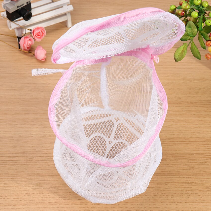 1PC Folding Bra Wash Bag Underwear Bra Sock Washing Clothes Net Mesh Zip Bag Pink Home Woman Bra Laundry Bag 150X175mm