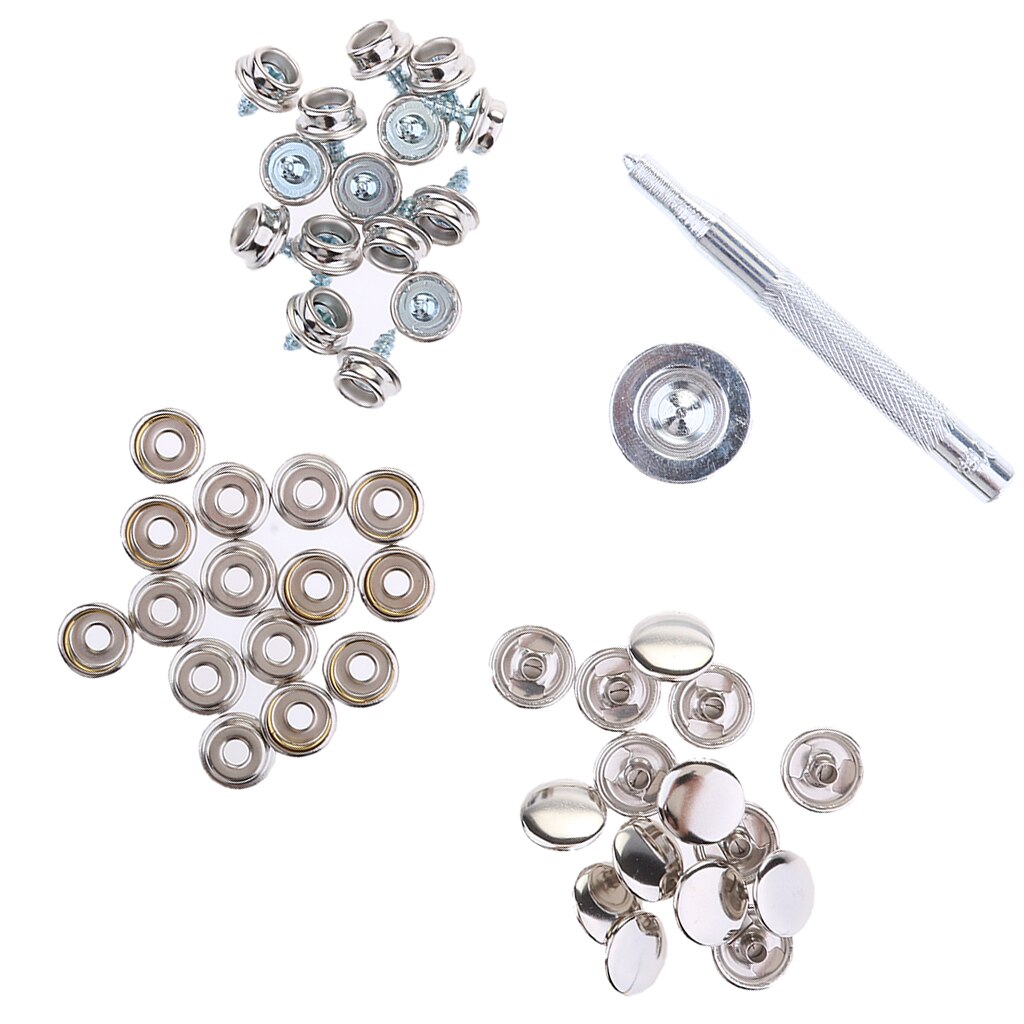 Stainless Steel Marine Boat Cover Repair Kit Snap Fastener Screw Set