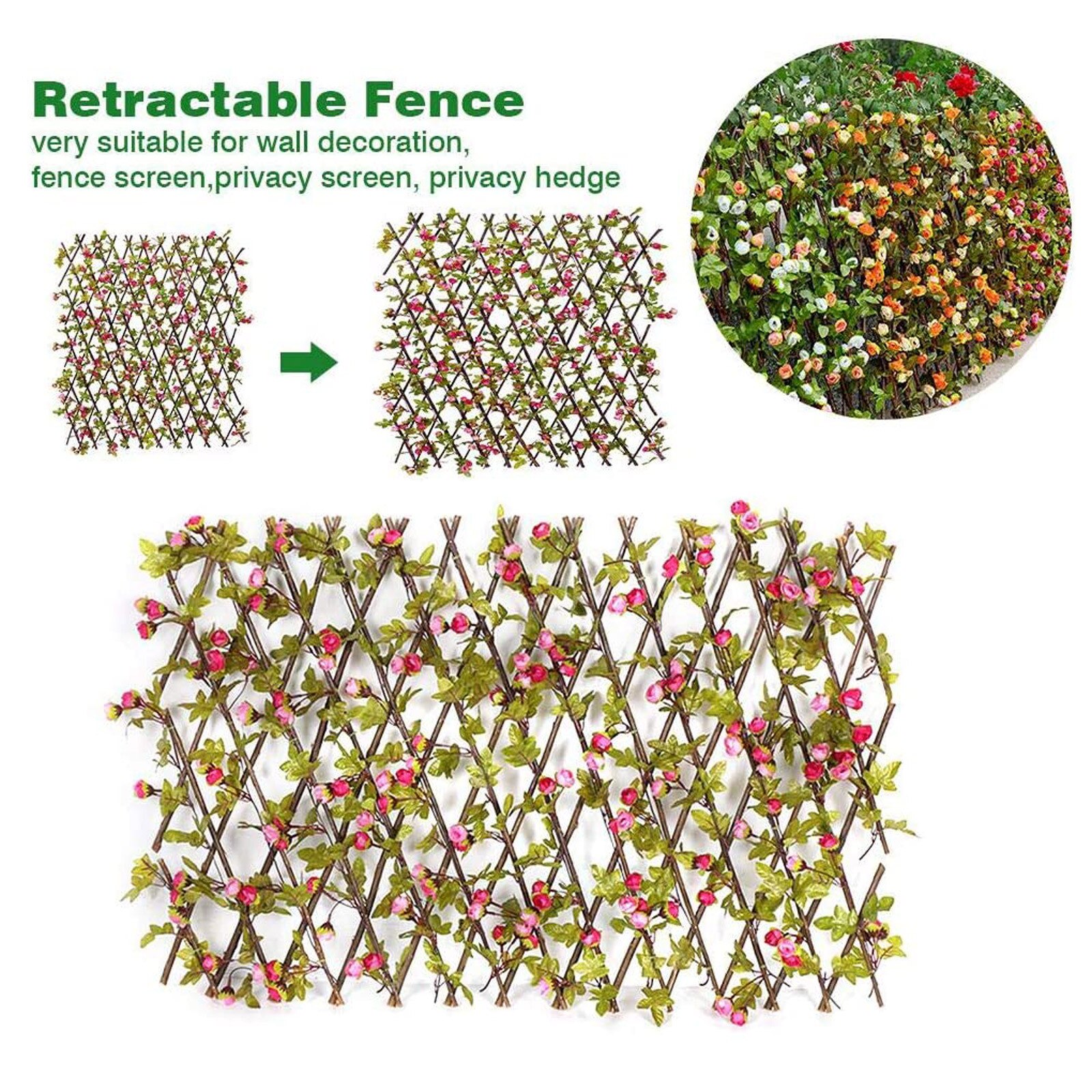 Houten Hek Duurzaam Intrekbare Plant Klimrek Latwerk Bloem Decoratie Stand Uitbreiden Plant Hek Privacy Screen # G3