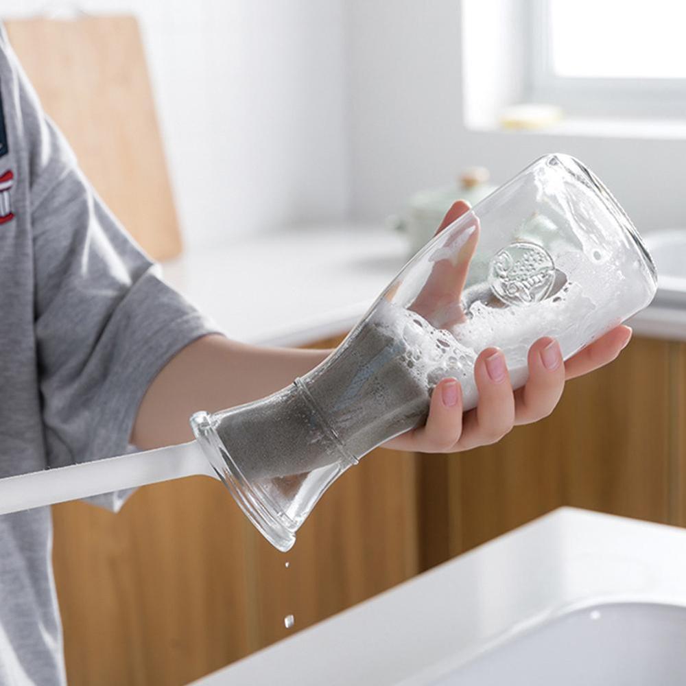 1PC Kitchen Sponge Cup Brush Milk Bottle Glass Clean Sponge Clean Long Brush Decontamination Cup Wash Handle A3L0