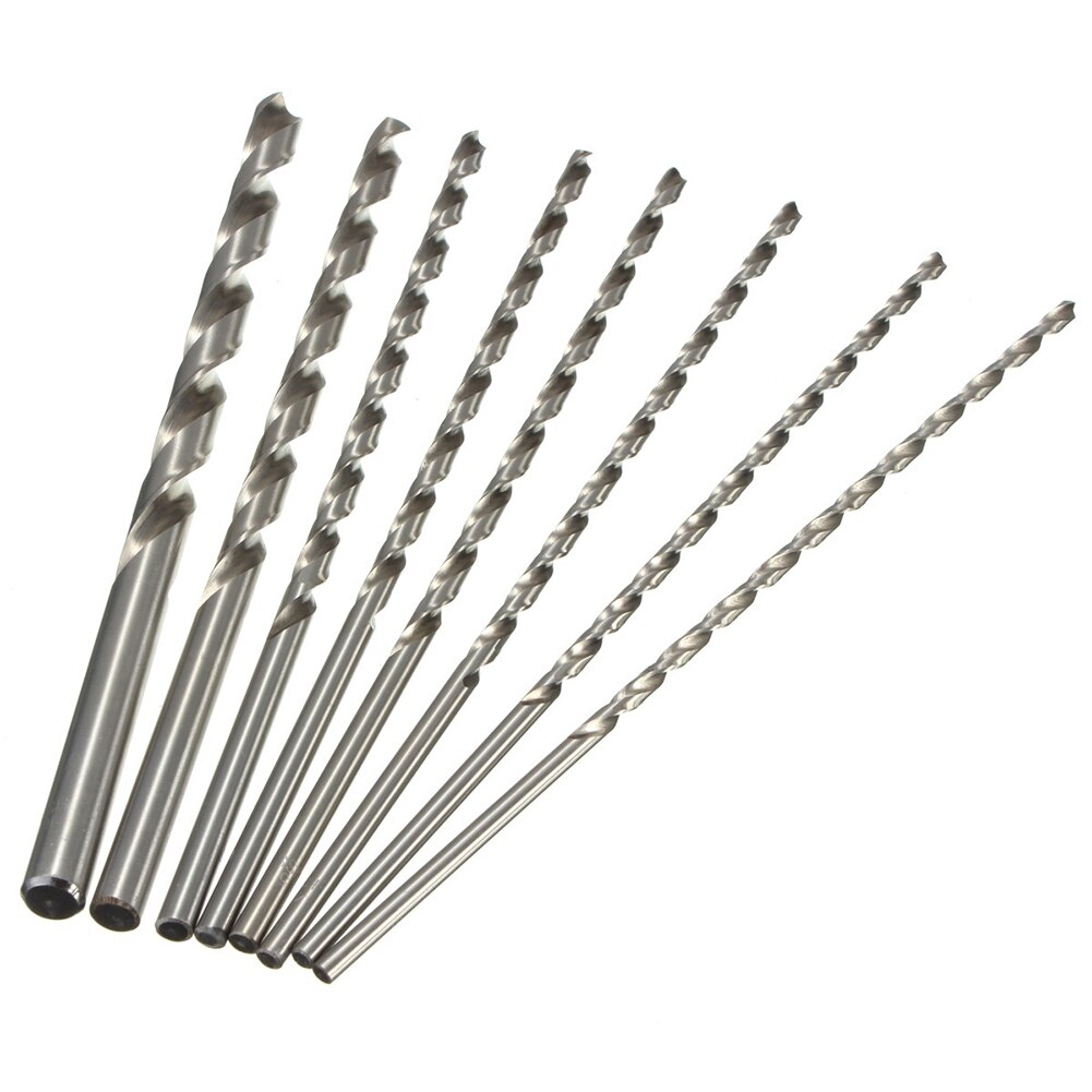 8 Stuks High Speed Steel Boren Hardware 4241 Hss 20Cm Twist Boor 4-10Mm Extra Lange 200mm Rechte Schacht Vijzel Bit Tool Set