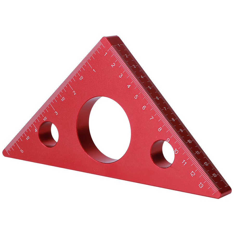 Protractor 5in/13cm Right Angle Ruler Triangle Height Ruler Aluminum Alloy Carpenter Measuring and Gauging Tool