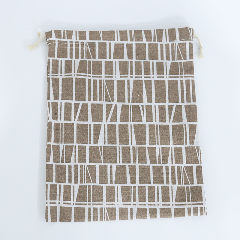 Mode Multifunctionele Draagbare Reizen Cosmetische Zak Katoen Trekkoord Student Doek Bag: Brown-L