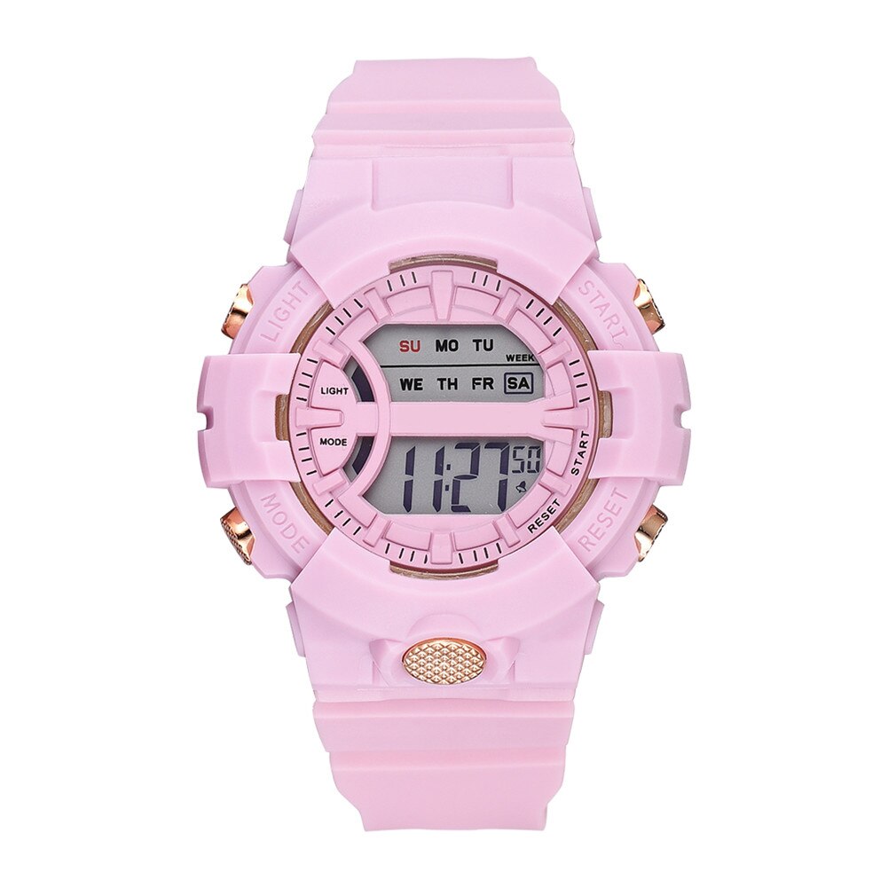 Digital Sports Watch LED Screen Large Face Electronic Simple Watch for Men Women Students H9: Pink