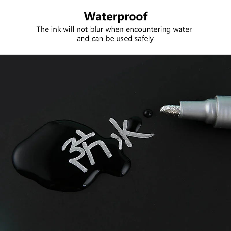 Rotuladores de pintura de colores permanentes, marcadores impermeables, pintura de tela de goma de rodadura de neumáticos, marcadores de pintura de metal de 12 colores, 1/6