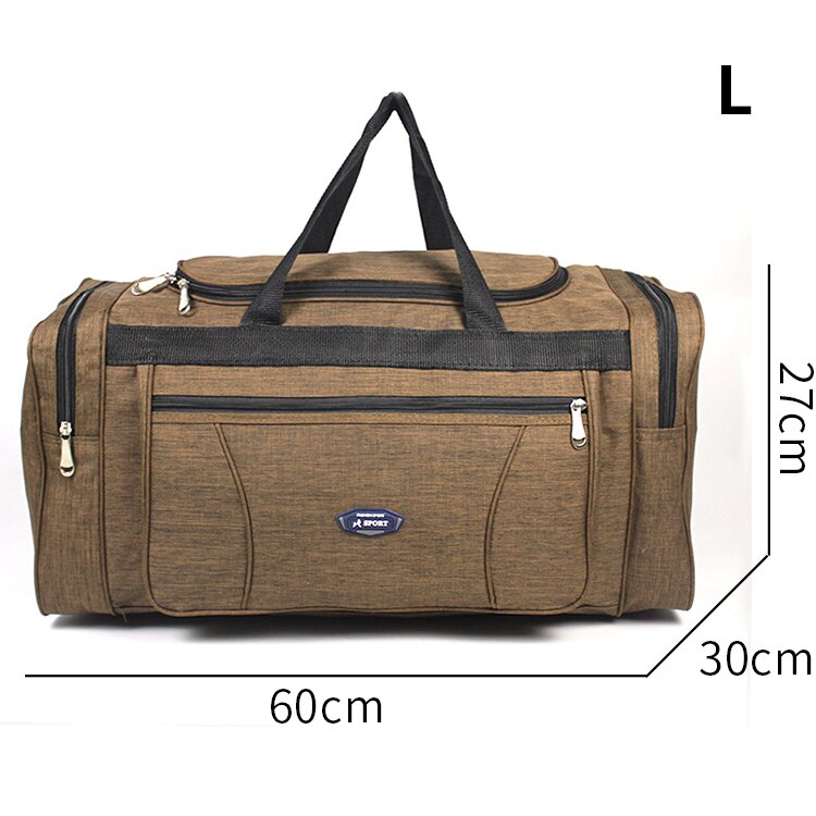 Oxford-bolsas de viaje impermeables para hombre, bolso de viaje de mano, grande, de gran capacidad, para fin de semana: L-brown