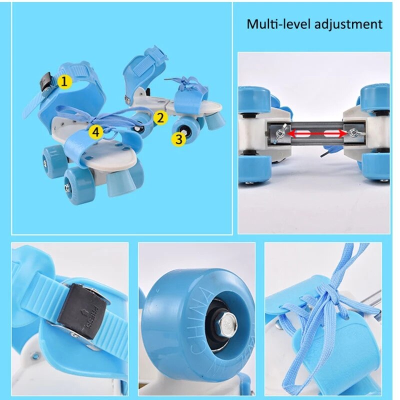 Maat Verstelbaar Kinderen Rolschaatsen Dubbele Rij 4 Wielen Schaatsen Schoenen Schuiven Inline Skates Kids Roller Sneakers -40
