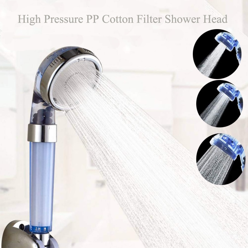 Bath Shower Head High Pressure 3 Modes Spray Negative Ion Activated Balls Beads Bath PP Cotton Filter Handheld Shower Head
