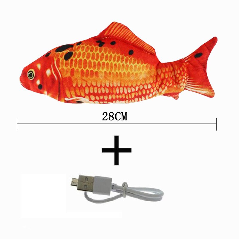 1pc elektronisk logrende kattelegetøj 28cm dansende bevægende floppy fisk katte legetøj usb opladning simulering kattelegetøj elektronisk kæledyr kattelegetøj: 7