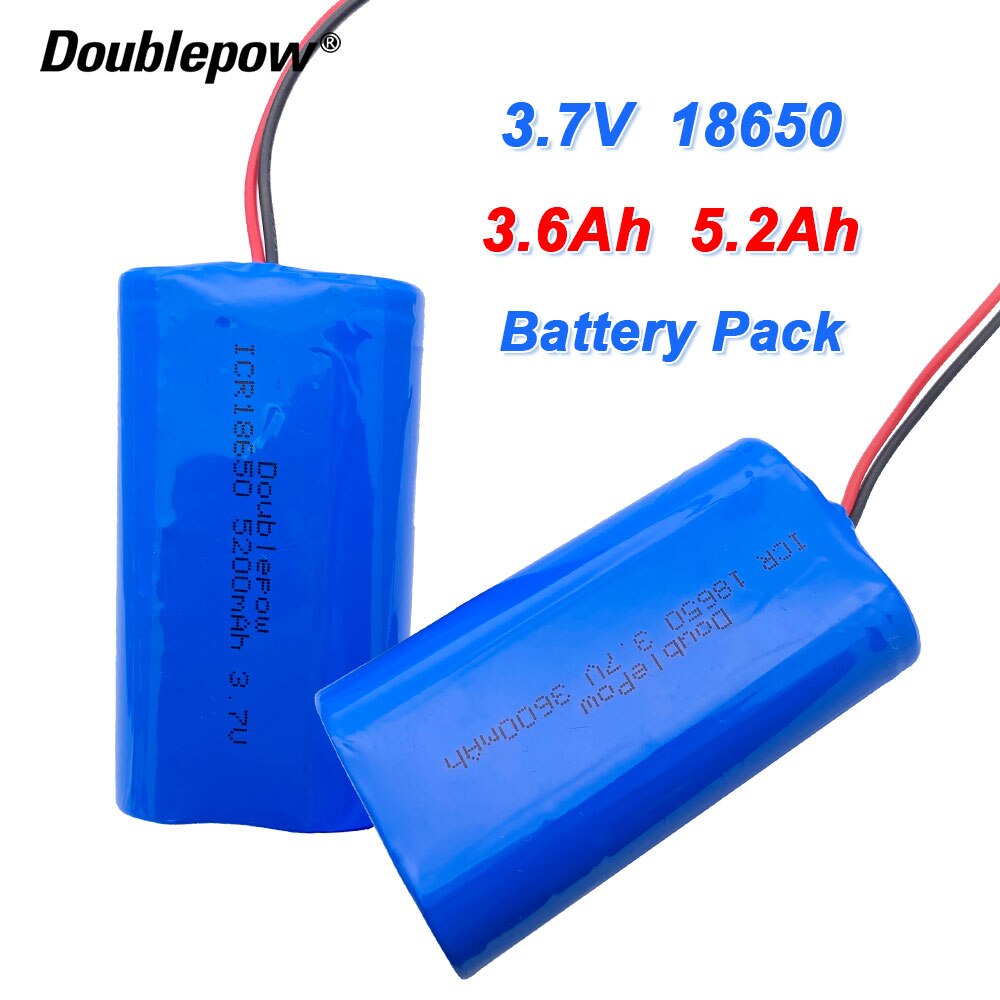 3.7V 18650 bateria litowa 3600mAh/5200mAh 18650 ładowalny akumulator megafon głośnik płyta ochronna + XH-2P wtyczka