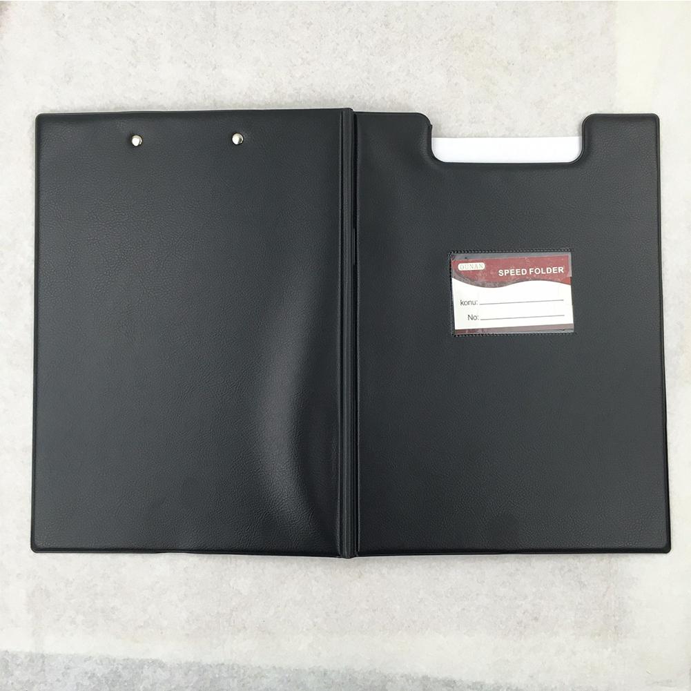 Folding Clipboard Firm metal clip 1pc A4 Leather Folding Clipboard Office Document Holder Filing Clip Board r57