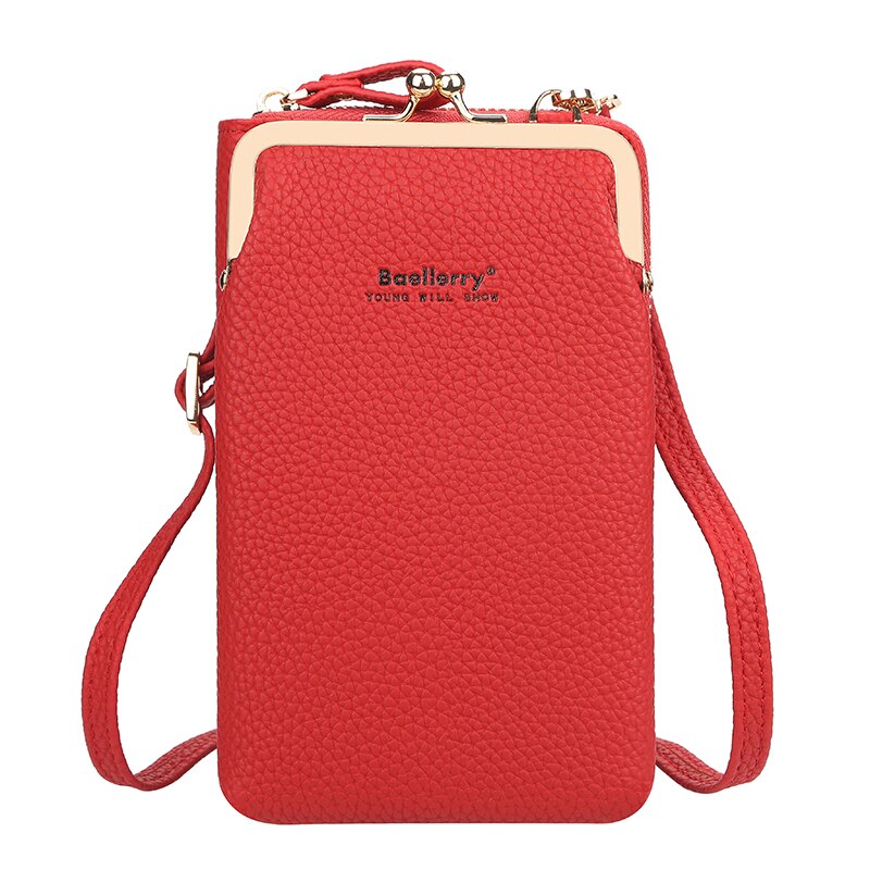 Dames casual portemonnee merk mobiele telefoon portemonnee grote kaarthouders portemonnee handtas portemonnee clutch messenger schoudertas: Rood