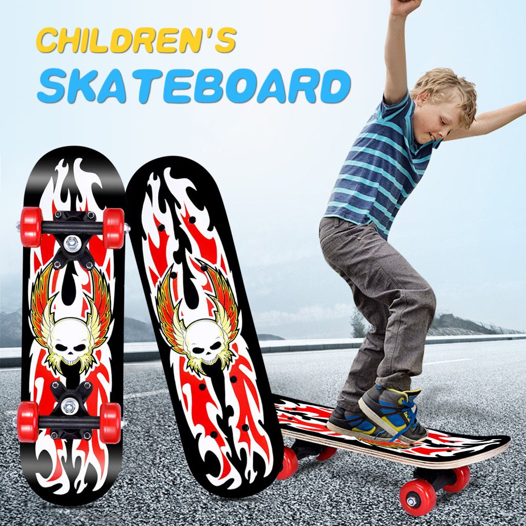 Double Rocker Skateboard Kids Longboard Cartoon Complete Cartoon Skateboards for Beginners For Boys Girls Kids Slide Plate