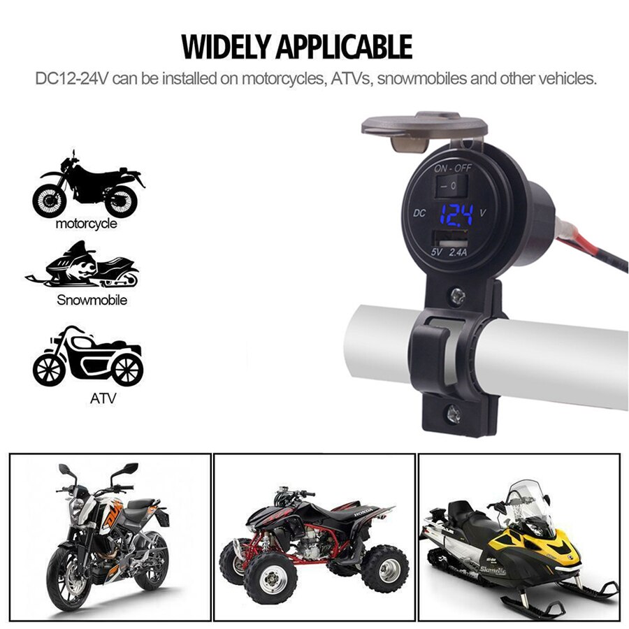 Usb-poort telefoon snellader led voltmeter voor motorfiets scooter atv bromfiets
