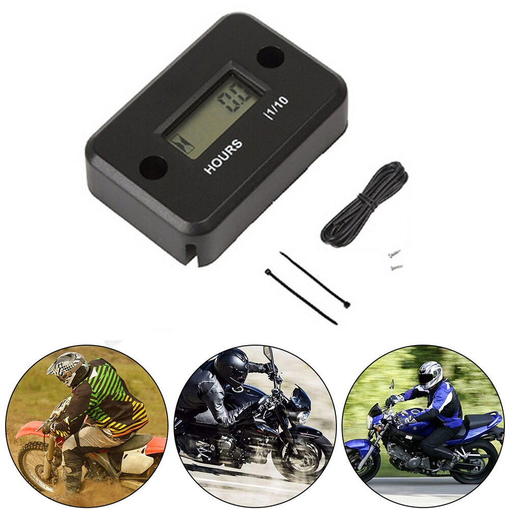 Hour Meter Motorcycle Gauge LCD Display Hour Meter for 4 Stroke Gas Engine Offroad Panel Hour ATV Motorcycle Generator Bike