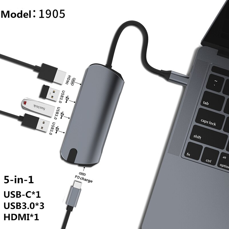 USB di Tipo C HUB Con 4K HDMI USB 3.0 65W PD Port USB Hub HUB USB 3.1 Adattatore Per Macbook pro Dell XPS 15 Lenove ThinkPad Huawei MateBook: Default Title