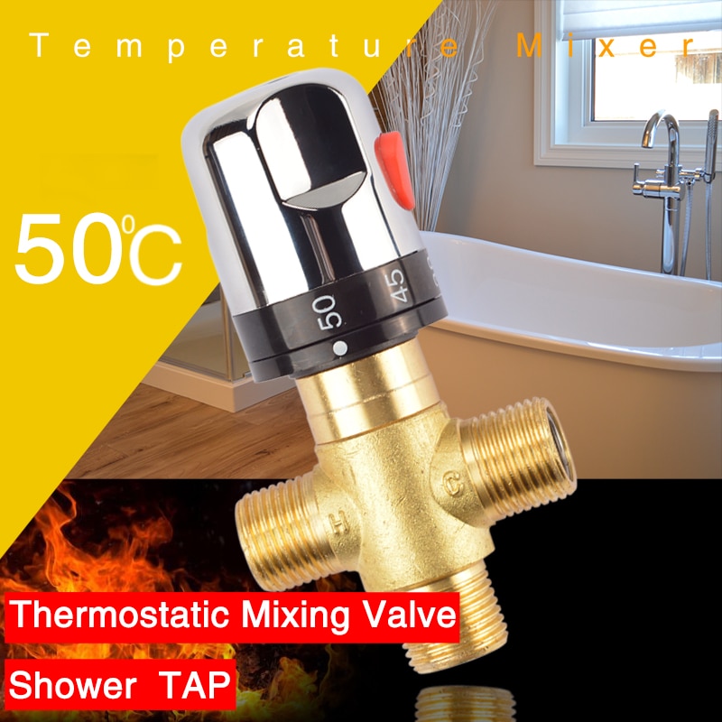 Brass Thermostatic Mixing Valve Bathroom Faucet Temperature Mixer Control Thermostatic Valve Home Improvement Accessories