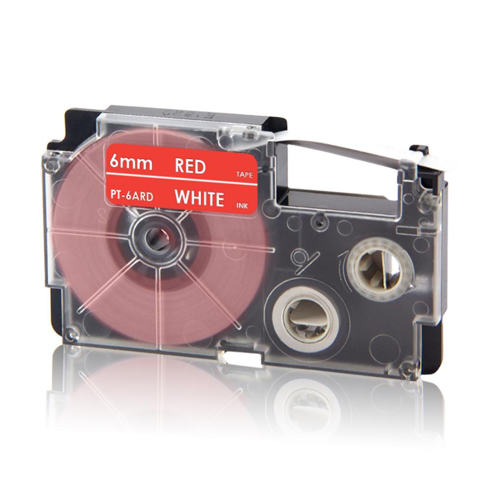 UniPlus XR-6X XR6WE XR-6RD XR 6YW Label Tapes Replace Casio Label Maker XR-6B XR-6GN 6mm Multi Colors for KL-60 KL-60SR KL120 EZ: White on Red