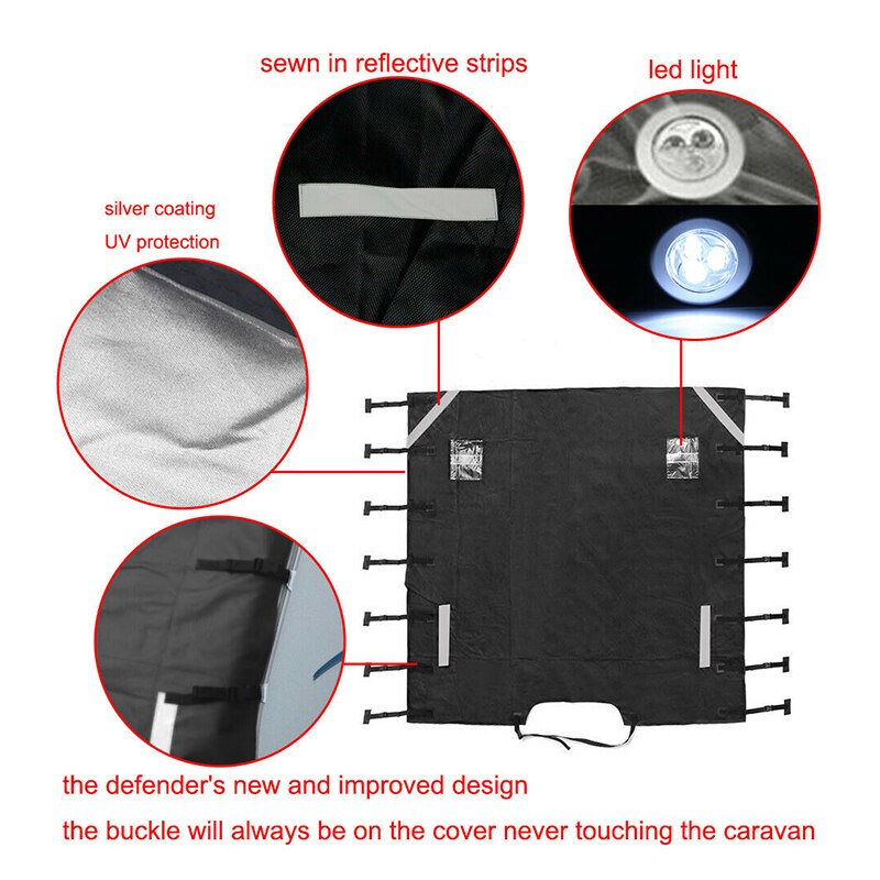 220Cm X175cm Caravan Front Towing Cover Protector Covers Stofdicht Universal Towing Cover Reflecterende Strip