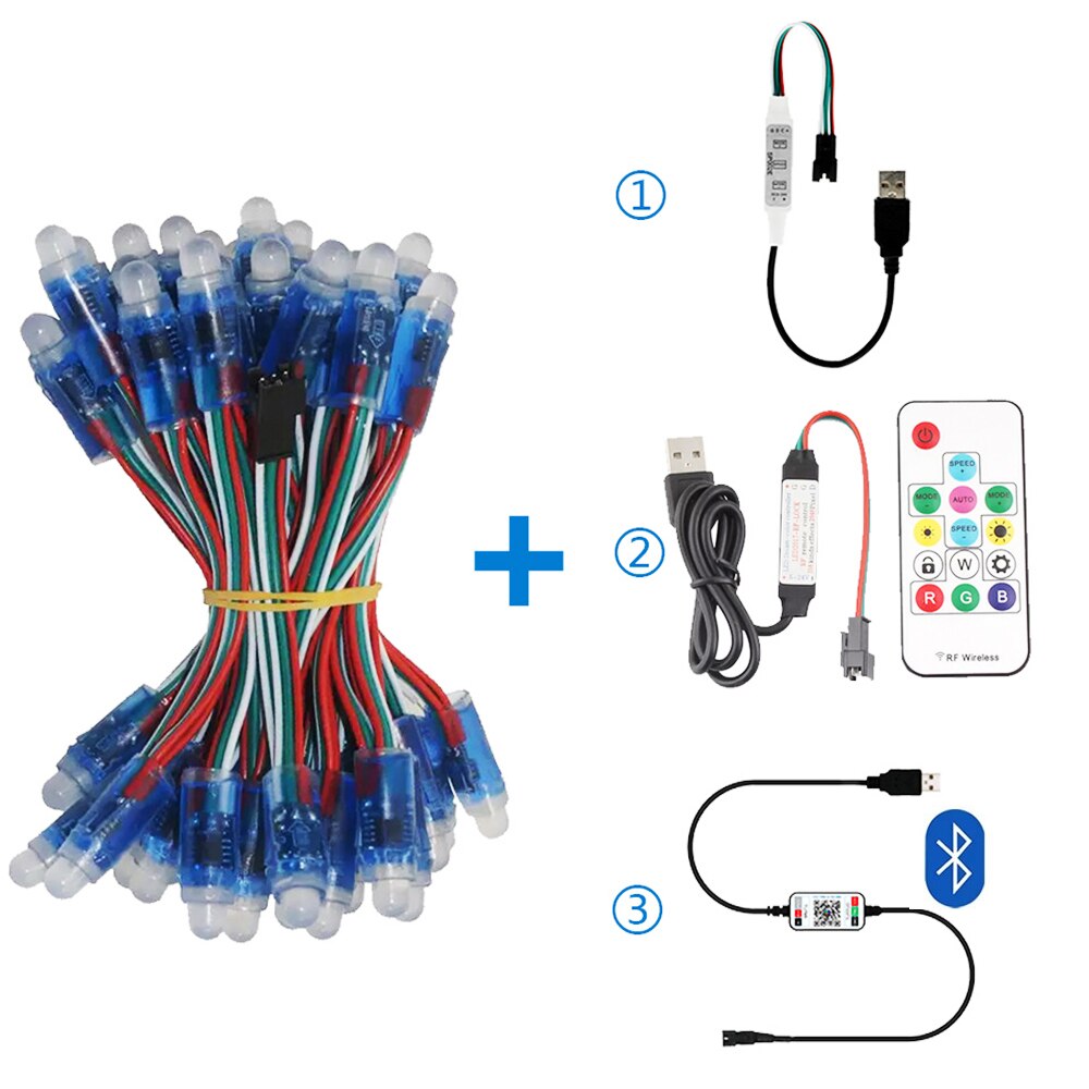 50pcs DC5V WS2811 Full Color LED Pixel Light Module IP68 Waterproof RGB Color 2811 1903 IC Digital LED christmas Light