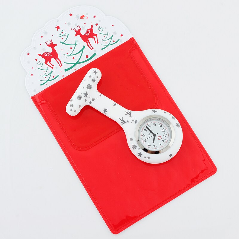 God jul silikon brosch klocka sjuksköterska fob klocka omvårdnad quartz pennklämmor läkare sjuksköterskor dedikerad pennväska praktisk: Ws002p- st pvc-vita