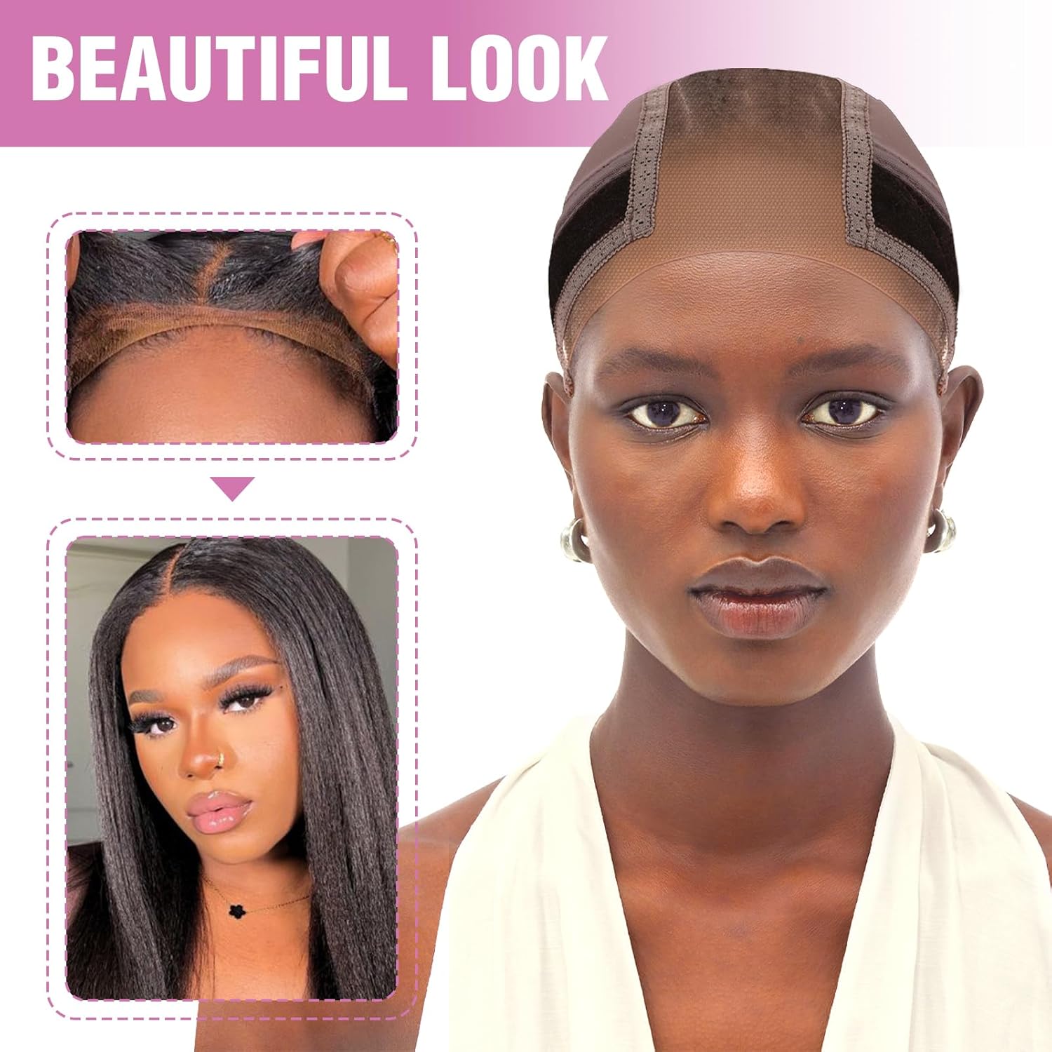 Lace Wig Grip Cap Pruik Grip Band voor Lace Front Pruiken om pruiken op zijn plaats te houden, verstelbare pruik Cap met Grip Band Antislip Cap