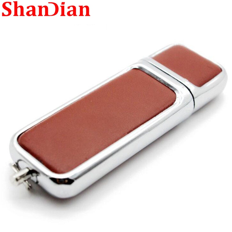 SHANDIAN en cuir de en cuir usb lecteur flash fourrure boîte en métal pendriver 4 gb/16 gb/32 gb usb 2.0 mémoire commerciale