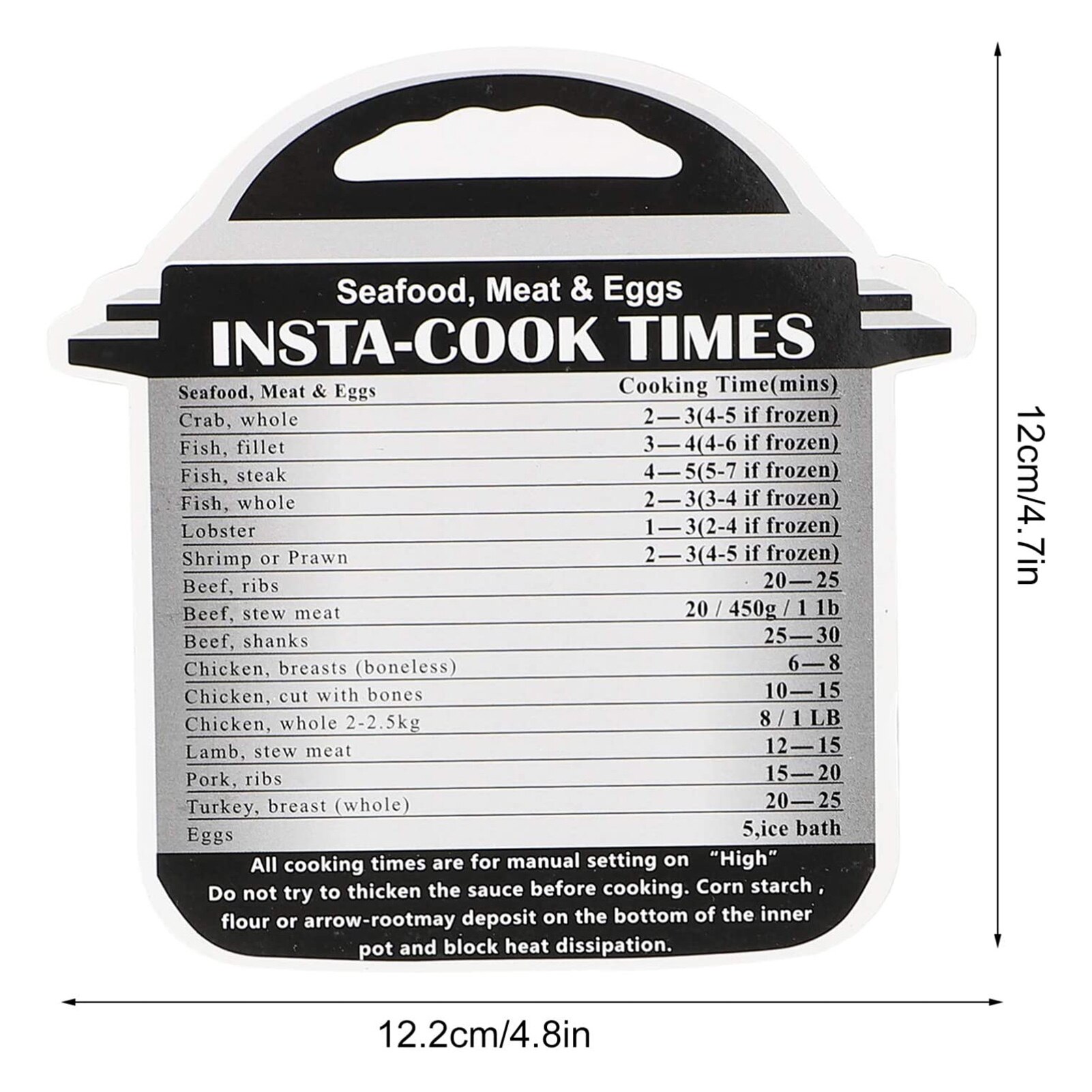 4Pcs Cooking Times Chart Magnetic Oil Resistant Schedule Perfect Air Fryer Accessories For Your Quick Reference