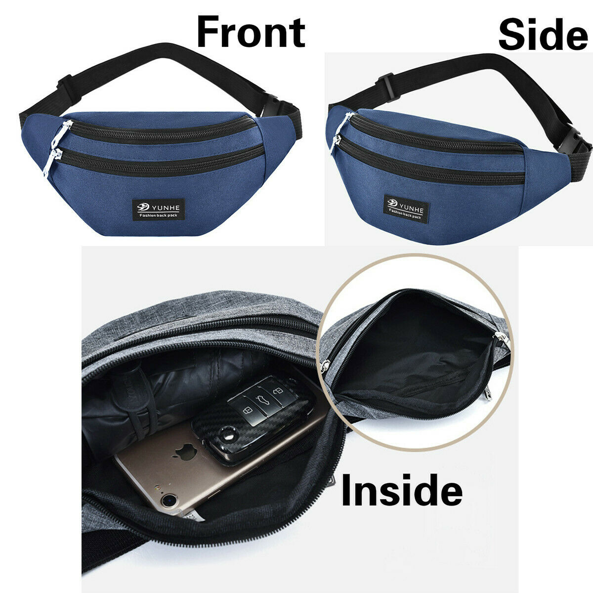 Uk Mannen Vrouwen Taille Fanny Pack Sport Reizen Riem Rits Taille Tas Crossbody Bag