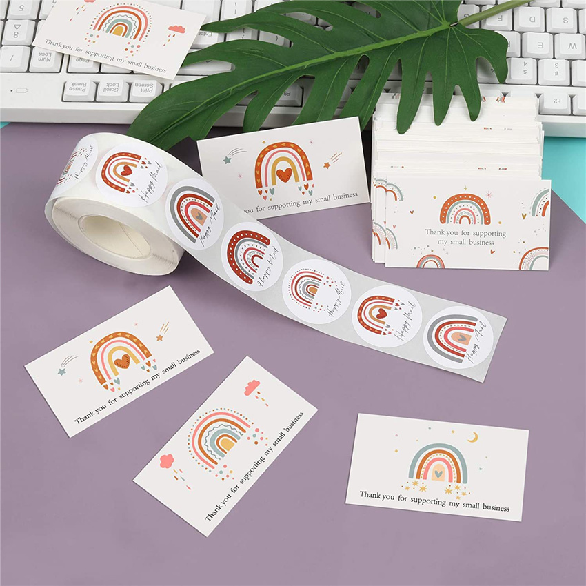 Rainbow Thank You Card For Supporting My Small Business Happy mail Thank You sticker Labels for Birth days Christmas decor