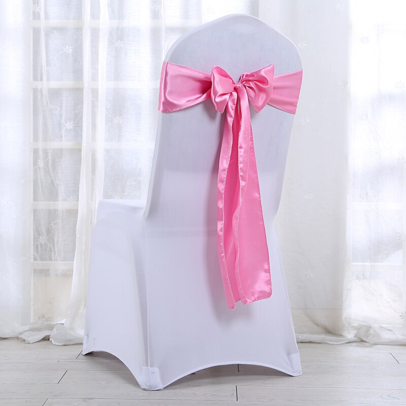 Bruiloft Stoel Sjerpen Bruiloft Stoel Bow Satin Stoel Sjerpen Lint Partij Stoel Band Decoratie Mariage: Roze