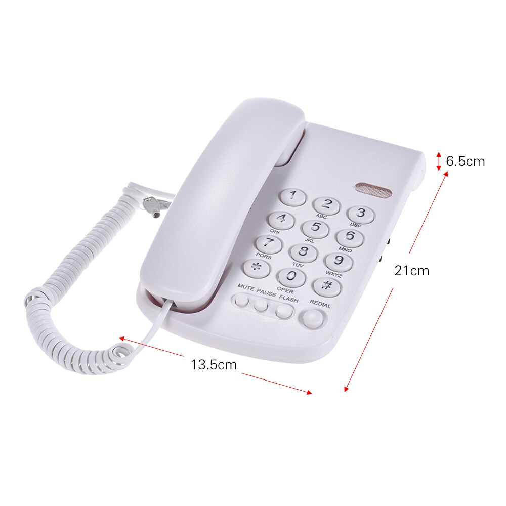 Portable Corded Telephone Phone Pause/ Redial/ Flash/ Mute Mechanical Lock Wall Mountable Base Handset for House Home