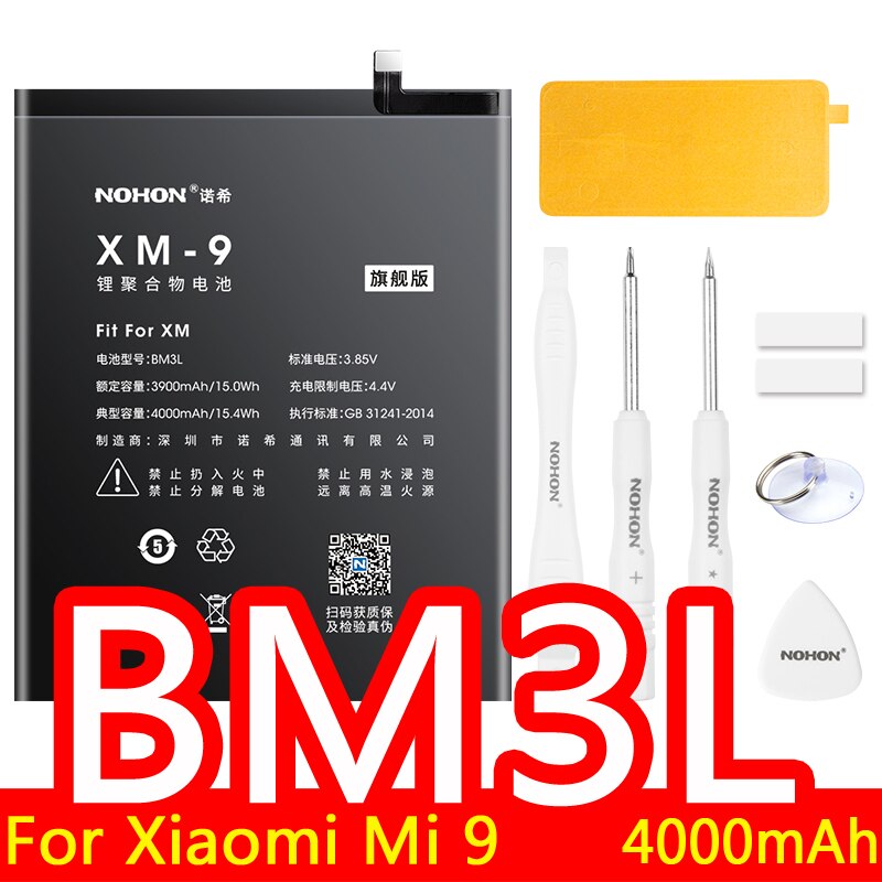 NOHON Battery For Xiaomi Mi 8 9 Lite SE 9T Pro 10 POCOPHONE F1 F2 Pro CC9 CC9E A3 5X 6X Replacement Bateria BM3J BM3E BM3L BM3M: BM3L MAX